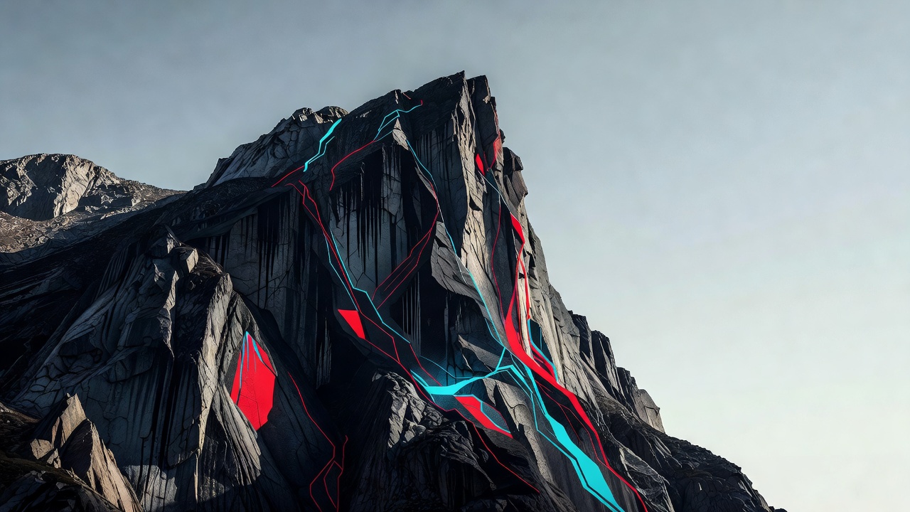 Una pared de granito vertical elevándose hacia un cielo despejado