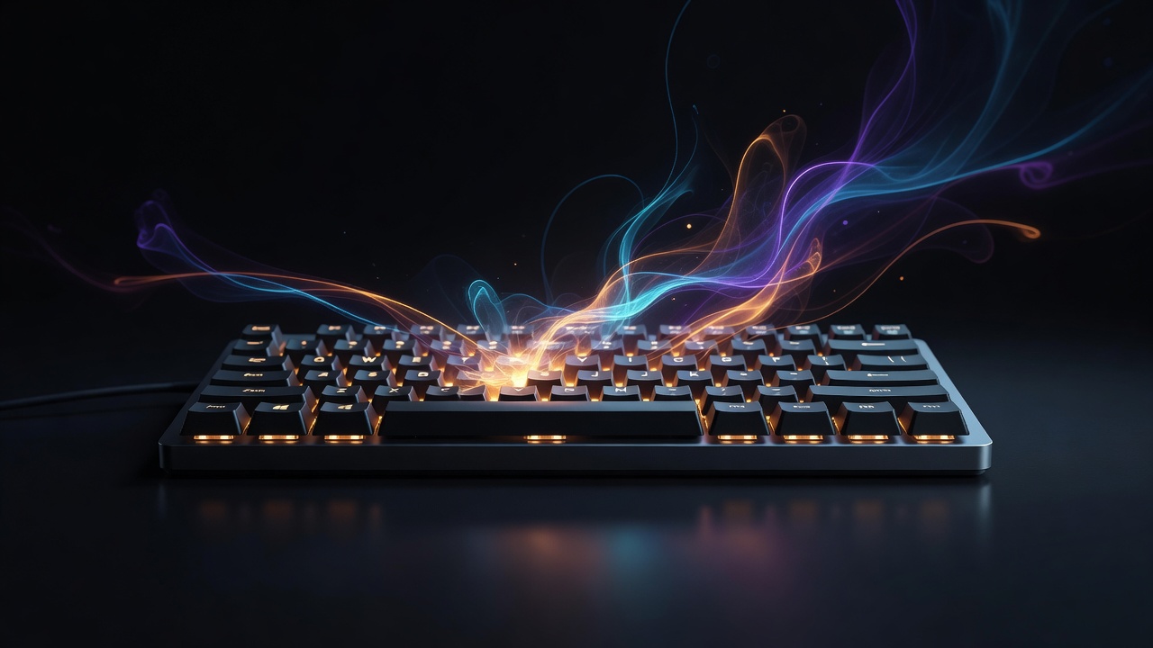 Un teclado brillando con una cálida luz interior