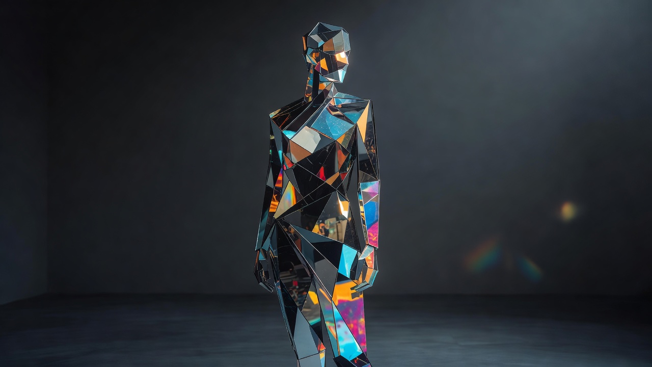 Una figura formada por muchos reflejos de espejo superpuestos
