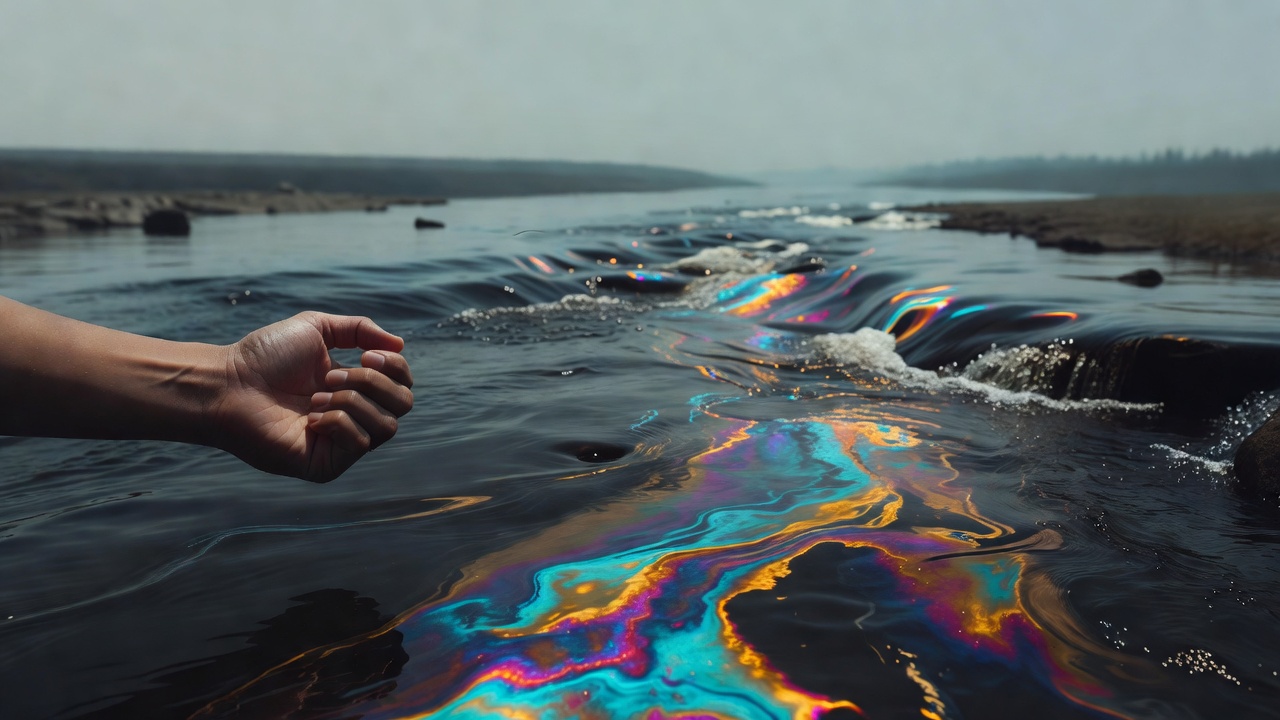 Una persona que afloja un puño junto a un río que sigue fluyendo sin importar nada