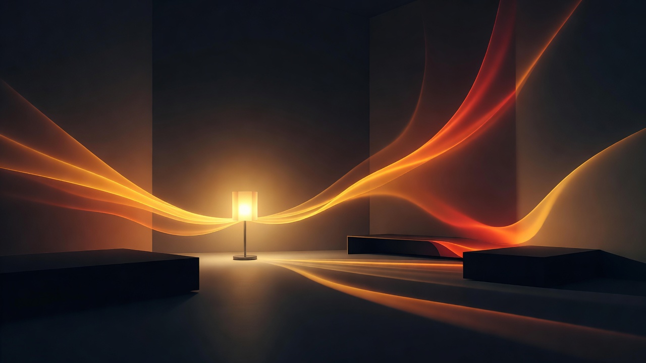 Una habitación que se entibia con la luz que se extiende desde una lámpara hacia los rincones