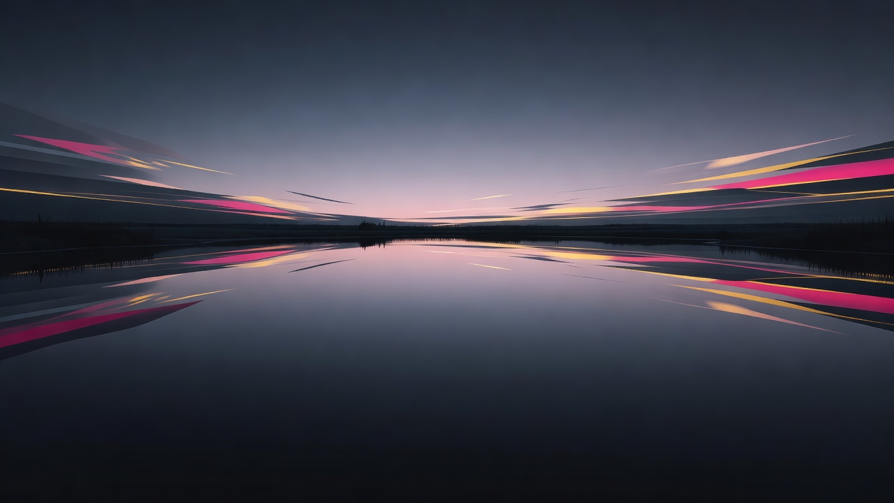 Un estanque en calma que refleja a la perfección un cielo despejado al amanecer