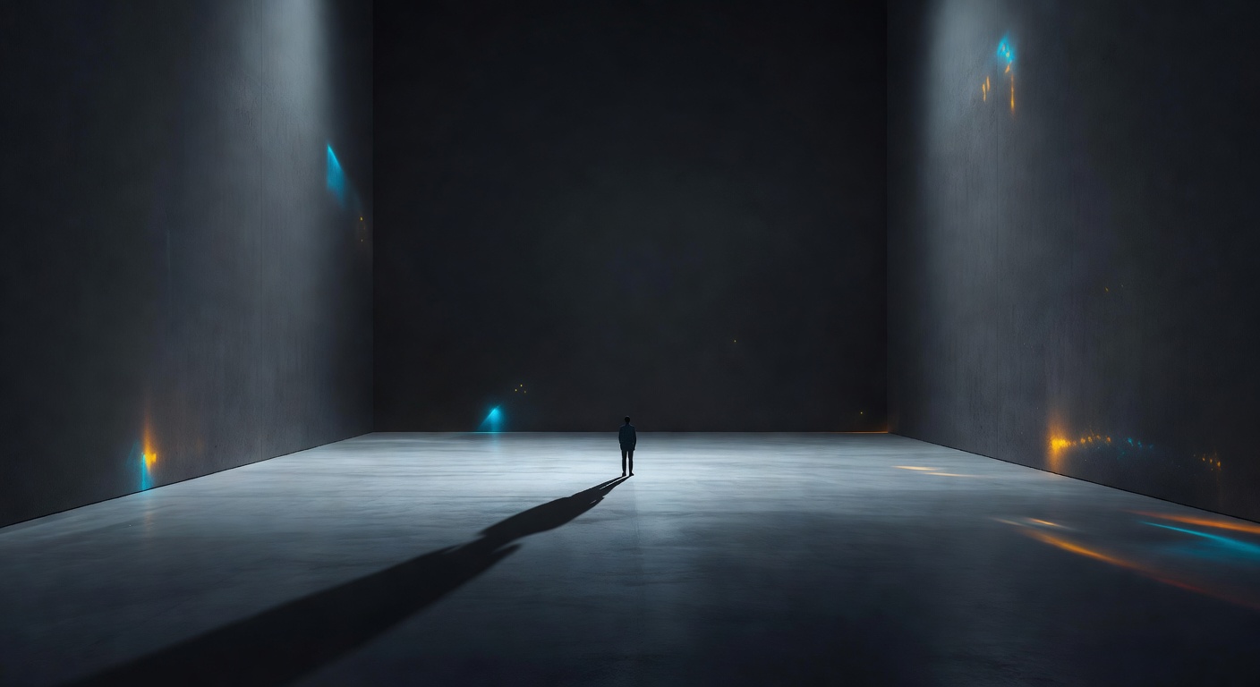 Una figura sentada sola en una habitación limpia y bien iluminada con nadie mirando en su dirección