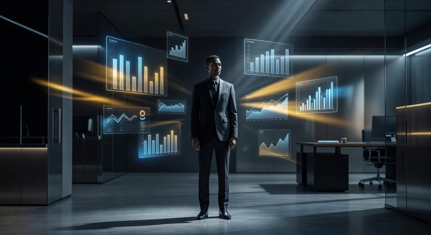 Figura profesional estudiando un dashboard de datos de personalidad